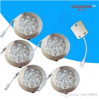 Recessed installation 12v DC 5pcs/lots 1W with 9pcs 3014 leds LED Puck/Cabinet Light,LED spotlight+1pc connector line free shipp