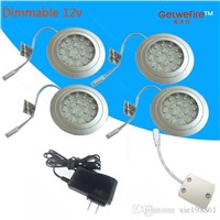 Recessed installation DC 12v 4pcs/lots 1.5W with 18pc 3528 leds LED Puck/Cabinet Light,LED spotlight+1PC connector line+1pc 12v1