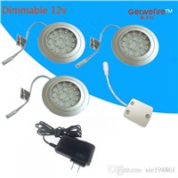 12v DC Recessed installation 3pcs/lots 1.5W with 18pc 3528 leds LED Puck/Cabinet Light,LED spotlight+1PC connector line+1pc 12v1