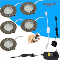 Recessed Dimmable 3-5pcs DC 12v 1.5W 18leds LED Puck/Cabinet Light,LED spotlight+connect wire+12v12A RF led dimmer+12v2a adapter