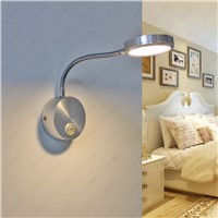 Flexible Pipe 3W/5W LED Picture Light Wall Sconce Bedside Lamp Fixture Lighting On/Off Button Silver Shell Living Room Store