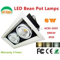 6W LED Bean Pot Lights COB Grille Lamp Super Bright Bean Gallbladder Lamp For Indoor CE RoHS FCC Warm White Cold White 4Pcs/Lot