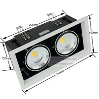 Dimmable 2*10W LED Bean Pot Light 110-240V Bridgelux COB LED Grille Lamp 4pcs/lot warm/day/cold white focos led empotrables