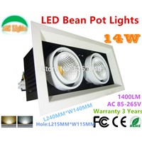 14W LED Bean Pot Lights COB Grille Lamp Super Bright Bean Gallbladder Lamp For Indoor CE RoHS FCC Warm White Cold White 4Pcs/Lot