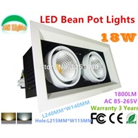 18W LED Bean Pot Lights COB Grille Lamp Super Bright Bean Gallbladder Lamp For Indoor CE RoHS FCC Warm White Cold White 4Pcs/Lot