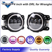 1 Pair Car Styling 4 Inch Daymaker LED Fog Lights For Jeep Wrangler Auto Accessories Driving Headlamp With Color Halo Angel Eyes
