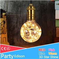 3D Star/Colour Fairy G95 Led Edison Light E27 220v LED Bulb Lamp String Filament Retro Glass Lampara Ampoule Christmas Wedding