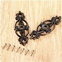 2Pcs Antique Decorative Corner Bracket for Furniture Wooden Box Feet Corner Protector Furniture Fittings with Screw 63x24mm