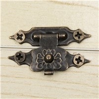 10pcs/set Vintage Fittings Furniture Jewellery Wooden Box Cabinet Suitcase Lock Hook Lid Latch Bronze Tone