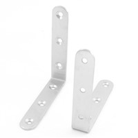 THGS 100mm x 100mm Stainless Steel 6 Holes Right Angle Bracket 2 Pcs