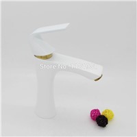 White Painted Waterfall Brass Faucets Bathroom Faucet Sink Basin Mixer Tap W3007