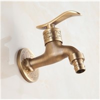 Garden Use Bibcock Faucet Tap/ Antique Brass Art carving Bathroom Wall Mount Washing Machine Water Faucet Taps