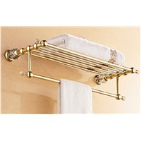 Solid Copper Luxury Crystal Gold Plating Design Towel Rack, Modern Bathroom Accessories Towel Bars Shelf ,Bronze  Towel Holder