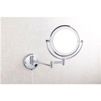 Bathroom Make Up Mirror, 8 Inch,  Solid Brass, Drill &amp; Drill-Free Install, 3x Magnify, Swivel Shaving Mirrors , Polished Chrome