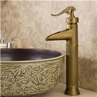 Unique Design Countertop Vessel Sink Basin Faucet Antique Brass Deck Mounted Bathroom Sink Mixer Taps GZ8006