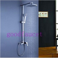 Modern Exposed Rain Shower Set Faucet w/ Handheld Shower Wall Mounted Mixer Tap