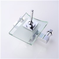 Glass and brass faucet wall mounted basin tap for bathroom single handle modern waterfall bathtub faucet LH-8003