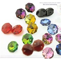 NEW ARRIVAL!!! 2000pcs/lot ,RAINBOW COLOR ,14mm crystal octagon beads in 2 holes for home decoration accessories