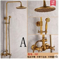 DMWD Gold antique shower hot and cold faucet set ming mounted fashion vintage rustic copper