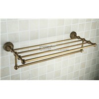 Antique Brass Bathroom Bath Towel Shelf With Tewel Bar 3611601