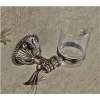 Flower Carving Toothbrush Holder Cup Antique Bronze Single Glass Cup
