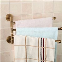 European style bathroom towel hanger Bronze movable towel rod Folding rotary towel rack Antique activities towel 3 bar BR-88013
