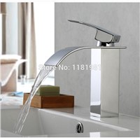 Cheap brass waterfall bathroom faucet chrome finishing basin faucet A1006