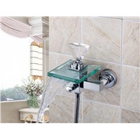 8008S/2 Crystal Diamond Handle Waterfall Glass Spout Wall Mounted Bathroom Bath Handheld Shower Tap Mixer Faucet