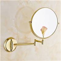 OWOFAN Bath Mirrors 8 Inch Dual Makeup Mirrors 1x3 Magnifying Brass Cosmetic Bathroom Double Faced Wall Mount Golden 1308A