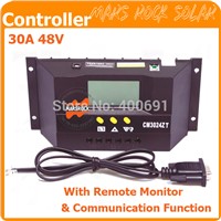 30A 48V PWM Solar Charge Controller Regulator with Remote Monitor, Communication Function, Temperature Sensor, LED Display