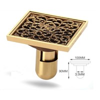 return check design+flooding design brass Luxury Brass Flower decorative cover Bathroom Floor Waste Grate Shower Drain