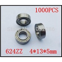 1000pcs  624ZZ miniature radial ball bearing 624 624Z  shielded deep groove ball bearings 4*13*5mm