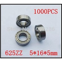 1000pcs  625ZZ  miniature radial ball bearing 625 625Z  shielded deep groove ball bearings 5*16*5mm