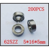 200pcs/lot  miniature radial ball bearing 625 625Z 625ZZ shielded deep groove ball bearings 5*16*5mm