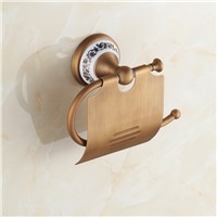 Modern Wall Mounted Bathroom Antique Brass with Ceramic Toilet Paper Holder Tissue Holder Water-proof