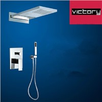 Bathroom concealed shower sets Luxury rain waterfall shower with two function shower mixer shower bath