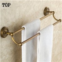 Antique brass Bathroom double towel bar 60cm double layer bathroom towel holder