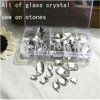Promotion crystal rhinesotnes,118pcs/bag Mix Flatback Clear Crystal Sew On Crystal Button Sewing Garment Accessories