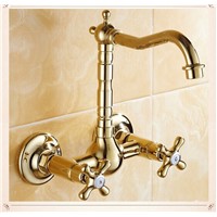 360 degree gold washbasin hot and cool  Spin  bathroom kichen washroom double handle brass faucet  fashion faucet