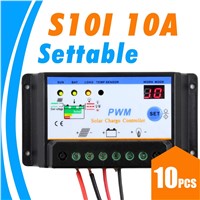 10PCS 10A Solar Charge Controller 12/24V settable Solar Panel Charger controller GEL Battery Charger Flooded Sealed Batteries