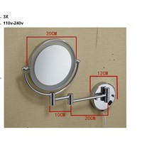 Hot Bathroom Chrome Wall Mounted 8 inch Brass 3X/1X Magnifying Mirror LED Light Folding Makeup Mirror Cosmetic Mirror Lady Gift