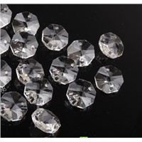 100pcs/lot 24mm  crystal octagon prism chandelier beads in 2 holes crystal chandelier part home decoration accessories