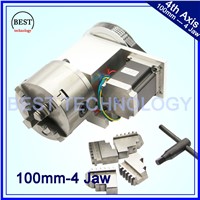 4 Jaw 100mm CNC 4th Axis Reduction ratio 6:1 CNC dividing head/Rotation A axis kit  Nema23 for woodworking engraving machine