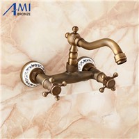 Wall Mounted Faucets Kitchen Swivel Faucet Bathroom Basin Brass Sink Crane Mixer Tap porcelain 9057AP