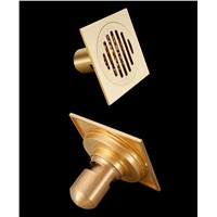 High quality NEW Gold Brass Square Bath Floor Drain Shower Waste Water Drainer.100*100mm 4 inch