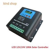 LCD display 12V 24V AUTO work 100A Solar Controller, off grid PV power controller, Dual-fan cooling