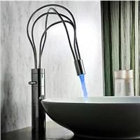 new fashion high quality brass material single lever chrome bird nest design bathroom LED sink tap basin faucet sink mixer