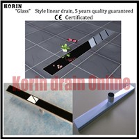 900mm &amp;amp;quot;BLACK GLASS&amp;amp;quot;  Stainless Steel 304 Linear Shower Drain, down side Drain, Floor Waste, Long floor drain, Shower channel