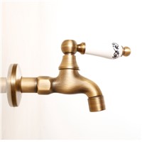 Bibcocks Faucet Brass Antique Washing Machine Tap Wall Garden Small Faucet Water Cold Ceramic Lever Laundry Mop Sink Tap 1513 F