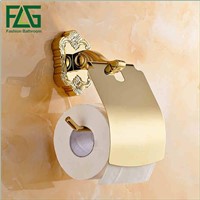 FLG Gold Finish Luxury Wall Mounted Brass Metal Toilet Roll Paper Holders, Golden Toilet Roll Holder